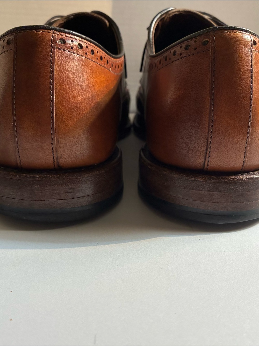 Allen Edmonds Cognac Brown Leather Wingtip Oxfords Men’s Size 13 - Picture 4 of 12